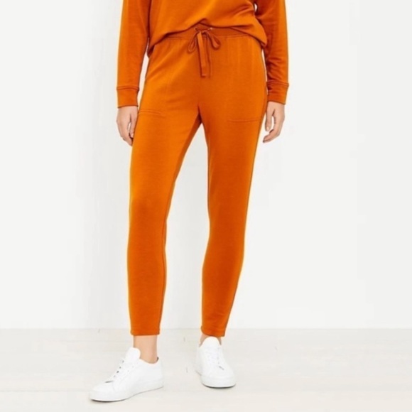 NWT Lou & Grey Signaturesoft Blend Drawstring Lounge Pants in Orange - Picture 1 of 5